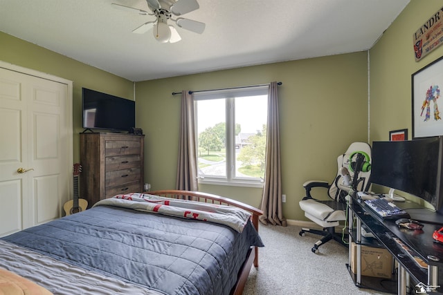 7145 S Valley Cir, Lambertville, MI 48144 - carpeted bedroom featuring ceiling fan and baseboards