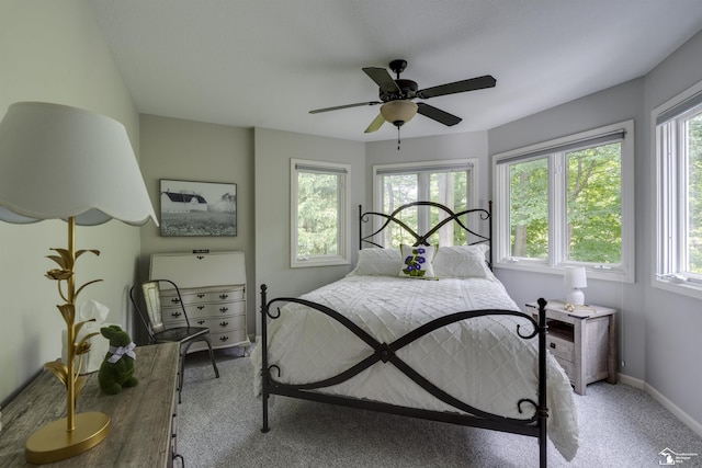 7145 S Valley Cir, Lambertville, MI 48144 - carpeted bedroom featuring baseboards and ceiling fan