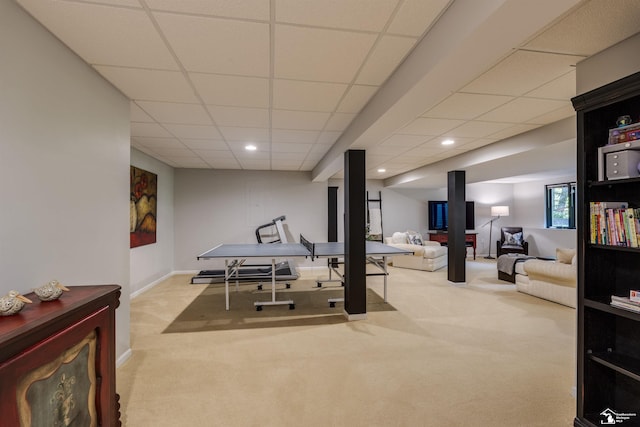 7145 S Valley Cir, Lambertville, MI 48144 - workout area featuring carpet floors, recessed lighting, and a paneled ceiling