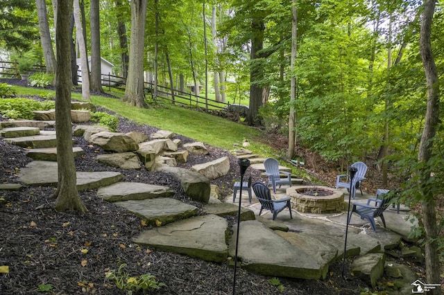 7145 S Valley Cir, Lambertville, MI 48144 - view of yard with an outdoor fire pit and a patio