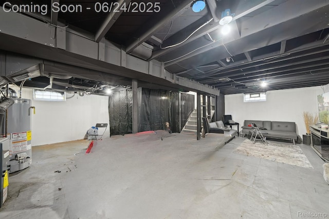 18625 Codding St, Detroit, MI 48219 - basement with gas water heater and stairs