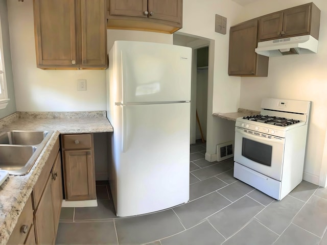 3254 W W Philadelphia St, Detroit, MI 48206 - kitchen with white appliances, under cabinet range hood, and tile patterned floors
