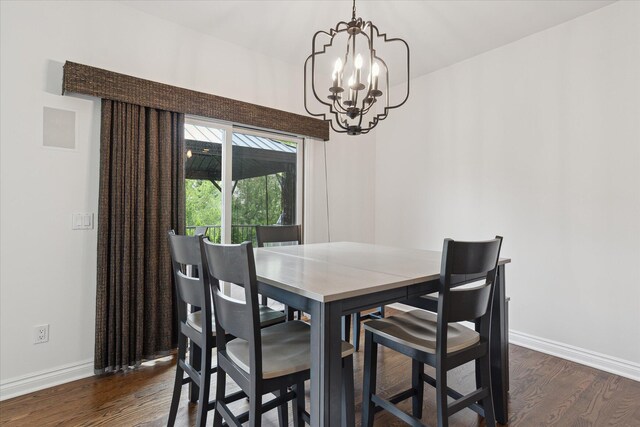 46746 Merion Cir, Northville, MI 48168 - dining area featuring dark wood-style flooring and a chandelier