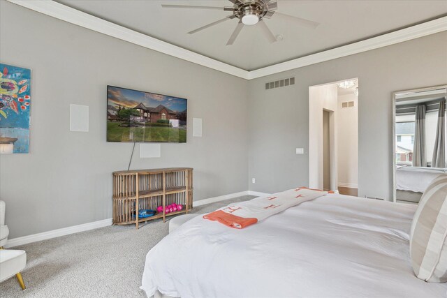 46746 Merion Cir, Northville, MI 48168 - carpeted bedroom featuring ornamental molding and ceiling fan