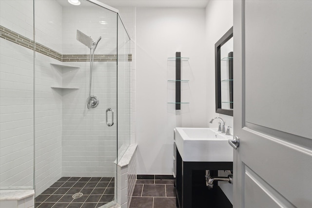 46746 Merion Cir, Northville, MI 48168 - full bath featuring a shower stall, tile patterned floors, and vanity
