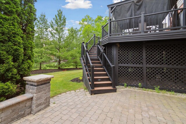 46746 Merion Cir, Northville, MI 48168 - view of patio featuring stairway and a wooden deck