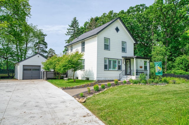 4151 Dexter Ann Arbor Rd, Ann Arbor, MI 48103 - traditional home featuring an outdoor structure, covered porch, a garage, and driveway