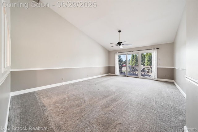 15653 Heather Ridge Trl, Clinton Township, MI 48038 - unfurnished room featuring a ceiling fan, vaulted ceiling, and carpet