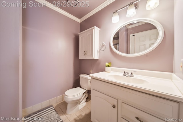 15653 Heather Ridge Trl, Clinton Township, MI 48038 - bathroom featuring crown molding, vanity, and tile patterned floors