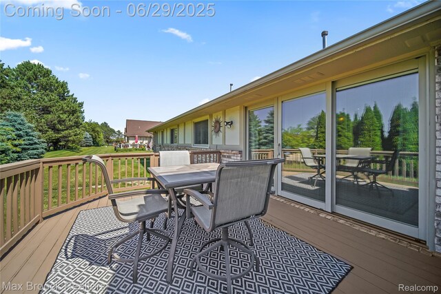 15653 Heather Ridge Trl, Clinton Township, MI 48038 - wooden terrace with outdoor dining area