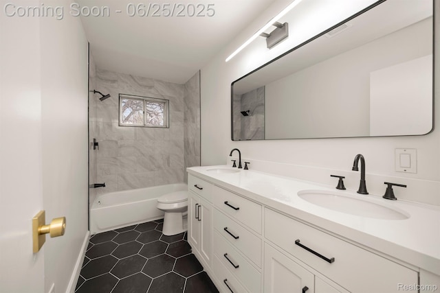 22323 Gordon Rd, Saint Clair Shores, MI 48081 - bathroom featuring double vanity, shower / tub combination, and tile patterned flooring