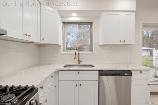 22323 Gordon Rd, Saint Clair Shores, MI 48081 - kitchen with dishwasher, white cabinetry, and backsplash