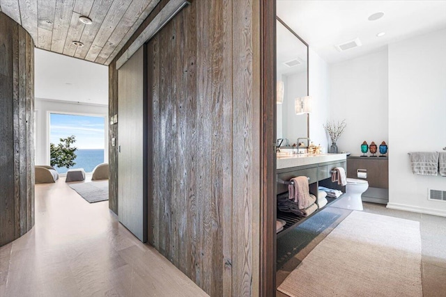9182 Hemlock Ln, Bridgman, MI 49106 - hall with a water view and recessed lighting
