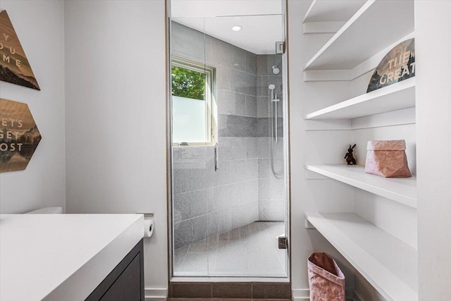 9182 Hemlock Ln, Bridgman, MI 49106 - bathroom featuring a shower stall and vanity