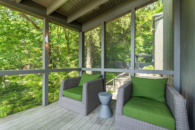 9182 Hemlock Ln, Bridgman, MI 49106 - sunroom / solarium featuring beam ceiling