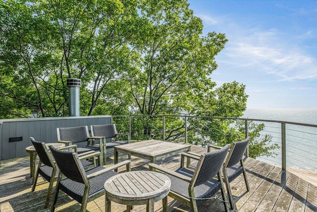9182 Hemlock Ln, Bridgman, MI 49106 - wooden terrace with a water view