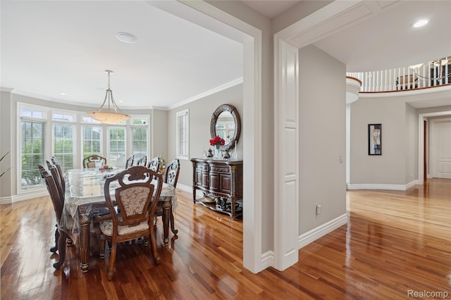 8356 Misty Mdws, Grand Blanc, MI 48439 - dining room with ornamental molding, wood finished floors, and recessed lighting