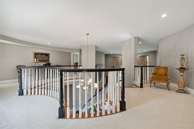 8356 Misty Mdws, Grand Blanc, MI 48439 - corridor with an upstairs landing, carpet, and recessed lighting