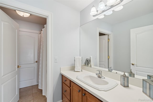 8356 Misty Mdws, Grand Blanc, MI 48439 - bathroom with vanity, tile patterned floors, and a chandelier
