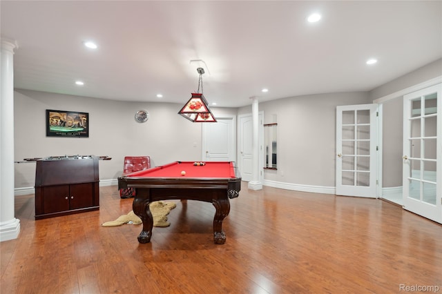 8356 Misty Mdws, Grand Blanc, MI 48439 - rec room with recessed lighting, billiards table, wood finished floors, and french doors
