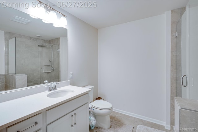 606 Angus Ln, Saline, MI 48176 - bathroom featuring vanity, a shower stall, and tile patterned flooring