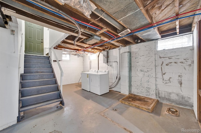 1566 Pearson St, Ferndale, MI 48220 - below grade area with washing machine and clothes dryer and stairs