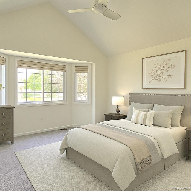 35260 Bradford Dr, New Baltimore, MI 48047 - carpeted bedroom featuring vaulted ceiling and ceiling fan