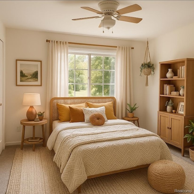 35260 Bradford Dr, New Baltimore, MI 48047 - bedroom featuring light colored carpet and a ceiling fan