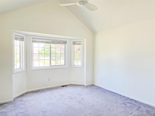 35260 Bradford Dr, New Baltimore, MI 48047 - carpeted spare room with plenty of natural light, vaulted ceiling, and ceiling fan