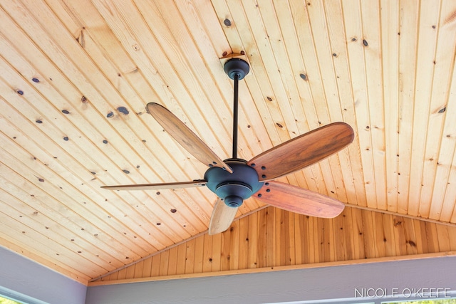 7150 Limerick Ln SW, Byron Center, MI 49315 - detailed view of wood ceiling, wooden walls, and ceiling fan