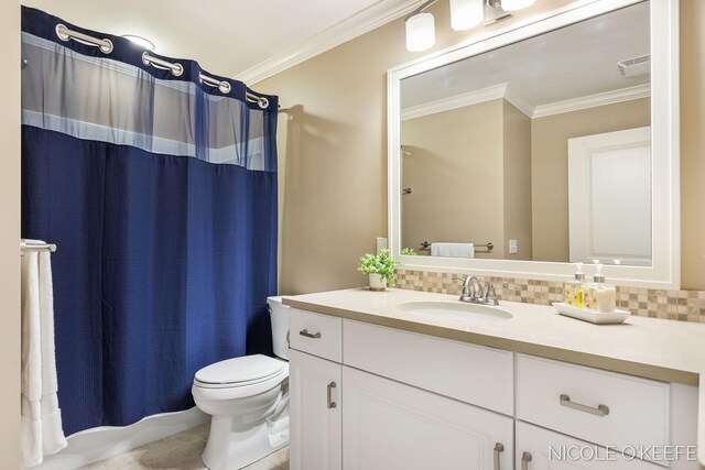 7150 Limerick Ln SW, Byron Center, MI 49315 - full bath with vanity, backsplash, and ornamental molding