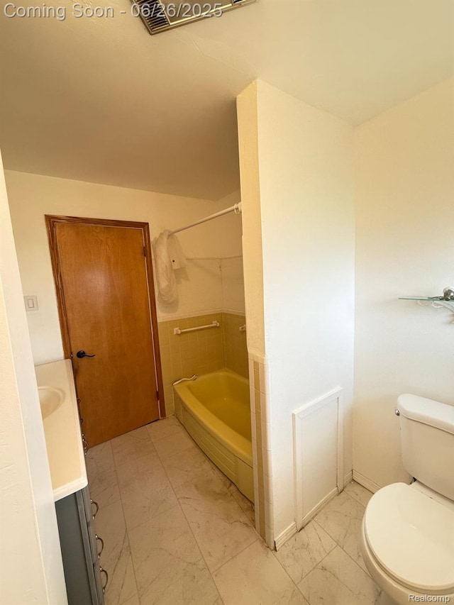 11522 Gerald Dr, Warren, MI 48093 - full bath featuring marble look tile flooring, bathing tub / shower combination, and vanity