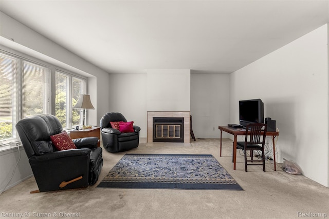 31450 Orchard Brook Ct Unit 8, Farmington Hills, MI 48336 - living room with carpet floors and a tile fireplace