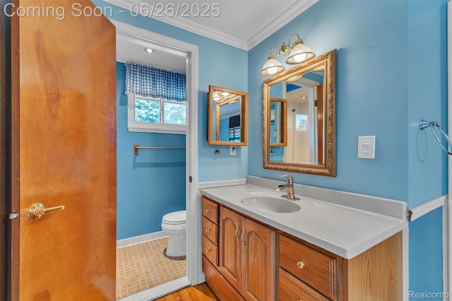 1840 Glen Iris Dr, Commerce Twp, MI 48382 - bathroom featuring vanity and ornamental molding