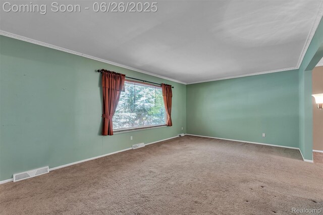 1840 Glen Iris Dr, Commerce Twp, MI 48382 - carpeted empty room featuring ornamental molding and baseboards