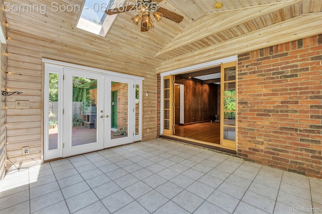 1840 Glen Iris Dr, Commerce Twp, MI 48382 - unfurnished sunroom featuring french doors and a skylight