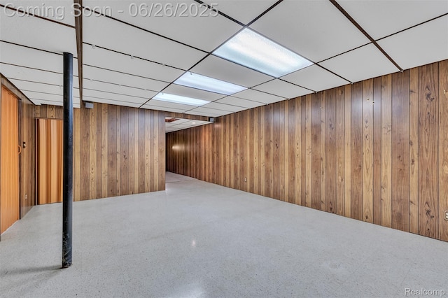 1840 Glen Iris Dr, Commerce Twp, MI 48382 - finished below grade area with wooden walls and a drop ceiling