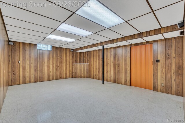 1840 Glen Iris Dr, Commerce Twp, MI 48382 - below grade area with wood walls and a drop ceiling