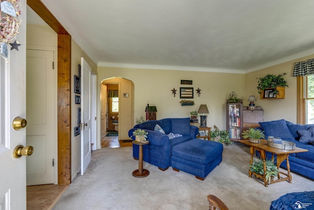 2030 W Sterns Rd, Temperance, MI 48182 - living area featuring arched walkways and light colored carpet