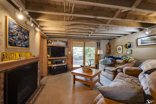 2030 W Sterns Rd, Temperance, MI 48182 - living room with carpet and a fireplace