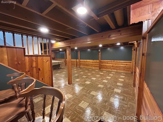 8816 Salem Ln, Redford, MI 48239 - finished below grade area featuring wood walls
