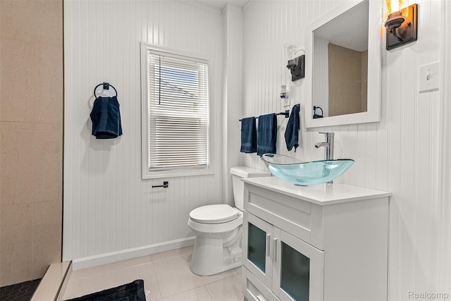 8329 Lenore St, Dearborn Heights, MI 48127 - bathroom with tile patterned floors, vanity, and tiled shower