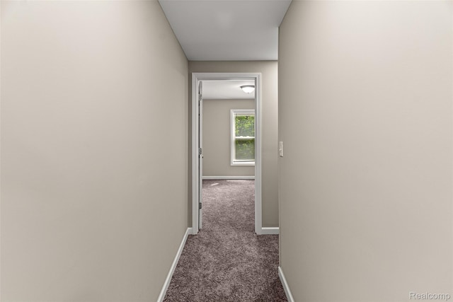 8329 Lenore St, Dearborn Heights, MI 48127 - hallway featuring dark colored carpet and baseboards