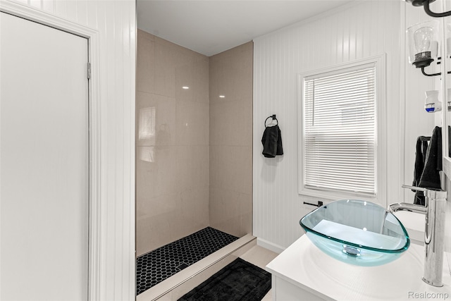 8329 Lenore St, Dearborn Heights, MI 48127 - full bathroom with a tile shower and vanity