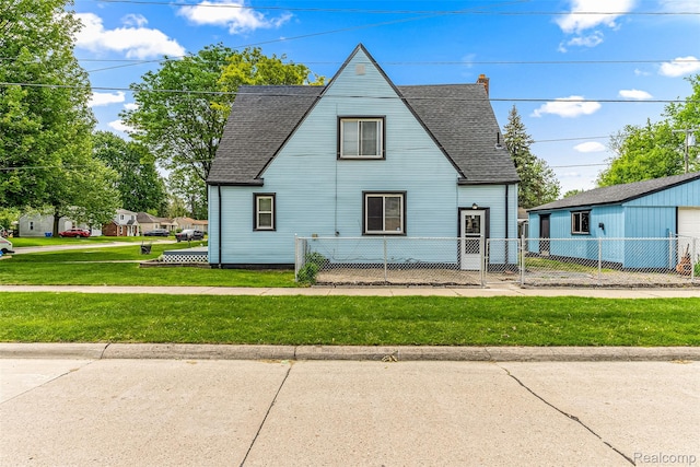 8329 Lenore St, Dearborn Heights, MI 48127 - view of front of property with roof with shingles, a gate, and a chimney