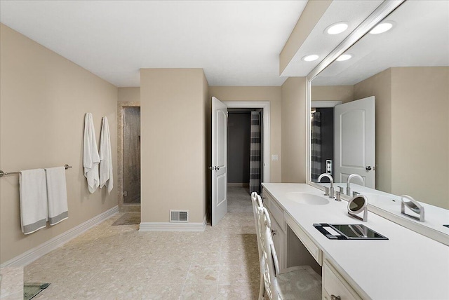4608 Old Grand River Trl NE, Ada, MI 49301 - bathroom with vanity, a shower stall, and recessed lighting