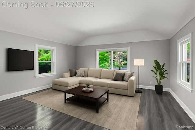 19349 Negaunee, Redford, MI 48240 - living area featuring healthy amount of natural light, wood finished floors, and vaulted ceiling