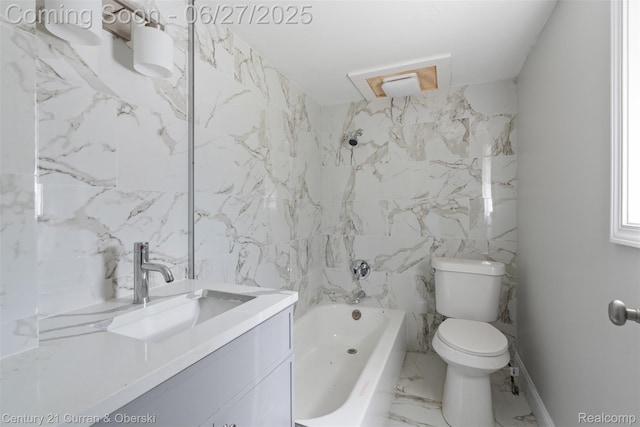 19349 Negaunee, Redford, MI 48240 - full bathroom with vanity, marble finish floors, and shower / tub combination