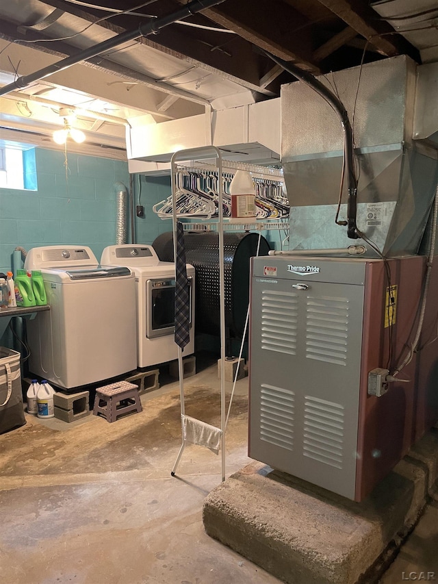 9981 W Mulberry Rd, Morenci, MI 49256 - basement with washer and clothes dryer and heating fuel