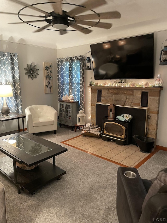 9981 W Mulberry Rd, Morenci, MI 49256 - living room featuring ceiling fan and carpet